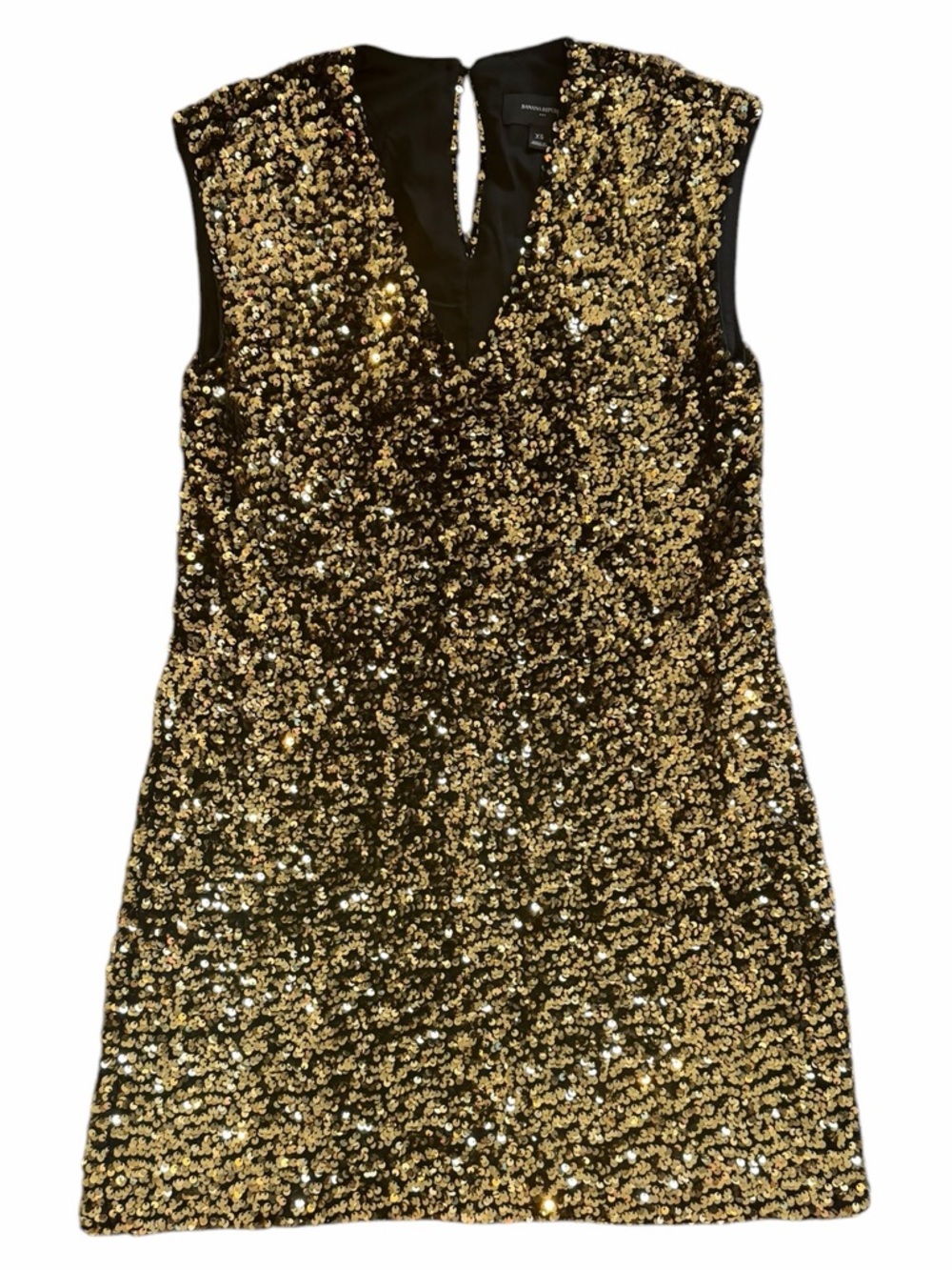 Banana Republic Gold Sequin Mini Dress XS Sleeveless V Neck